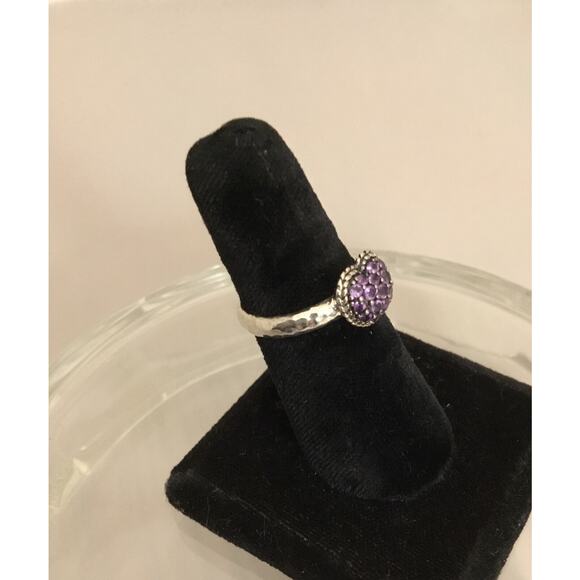 JAI for John Hardy Sterling Pave Amethyst Cluster Heart RING Size 6 - Picture 6 of 8